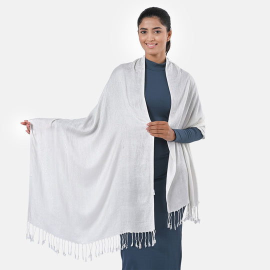 Jacquard-Schal aus Viskose mit Fransen 70 x 195 cm, Blau