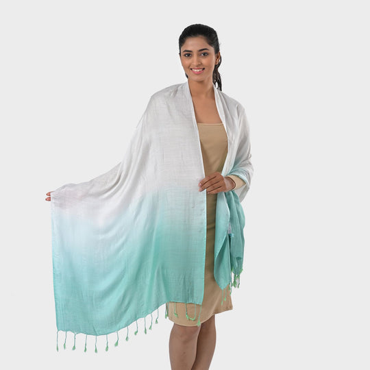 Ombre-Schal aus Poly-Seide-Modal, 70 x 200 cm, Dunkelblau