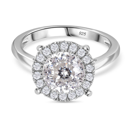 Moissanit Ring 925 Silber rhodiniert (Größe 20.00)