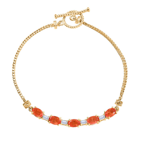 Ceylon Farbe Quarz, Weißer Zirkon Armband ca. 18 cm Nickelfreies Messing ca. 3.31 ct