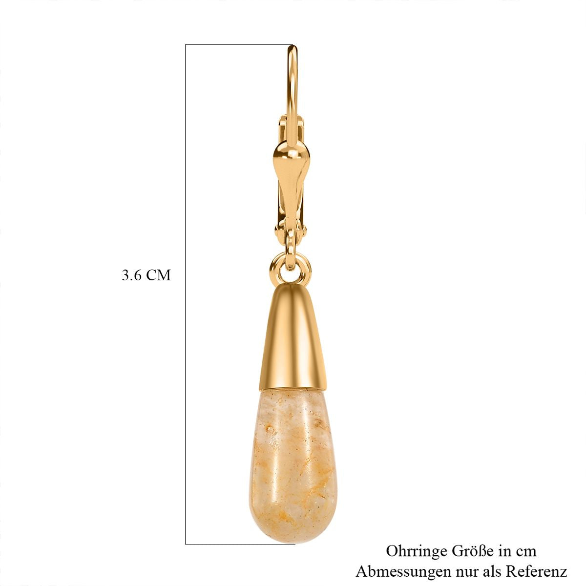 Gelber Aventurin Ohrringe 925 Silber 750 Gelbgold Vermeil ca. 6.53 ct