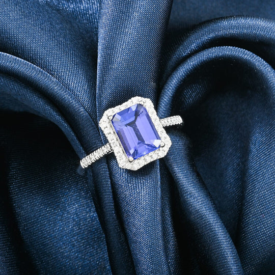 Rhapsody AAAA Tansanit, Weißer Diamant AGI zertifiziert Ring 950 Platin (Größe 17.00) ca. 3.00 ct