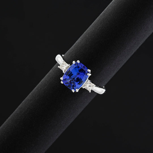 LUXORO AAA Tansanit, Weißer Diamant Ring 417 Gold (Größe 18.00) ca. 2,25 ct
