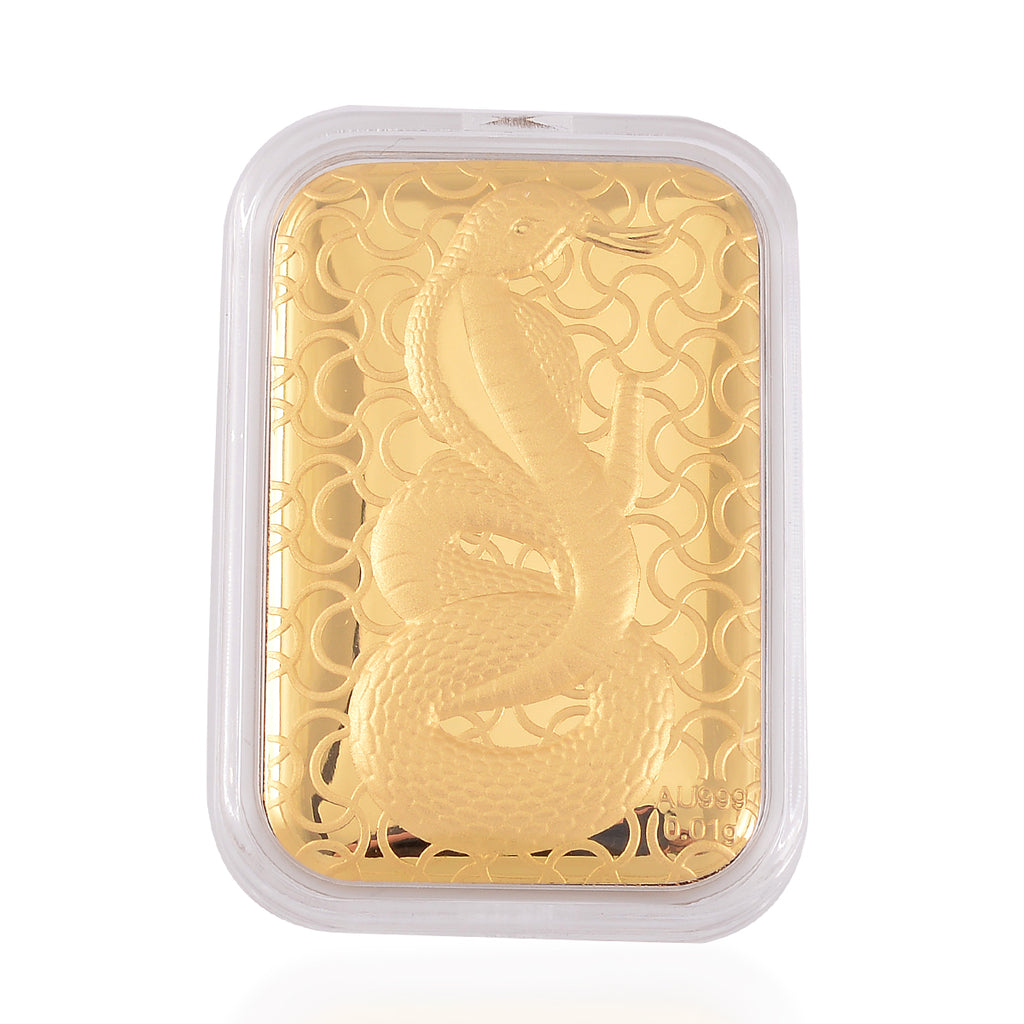 EXKLUSIVES GESCHENK 999 Gold Schmuckplatte mit Schlange-Motiv
