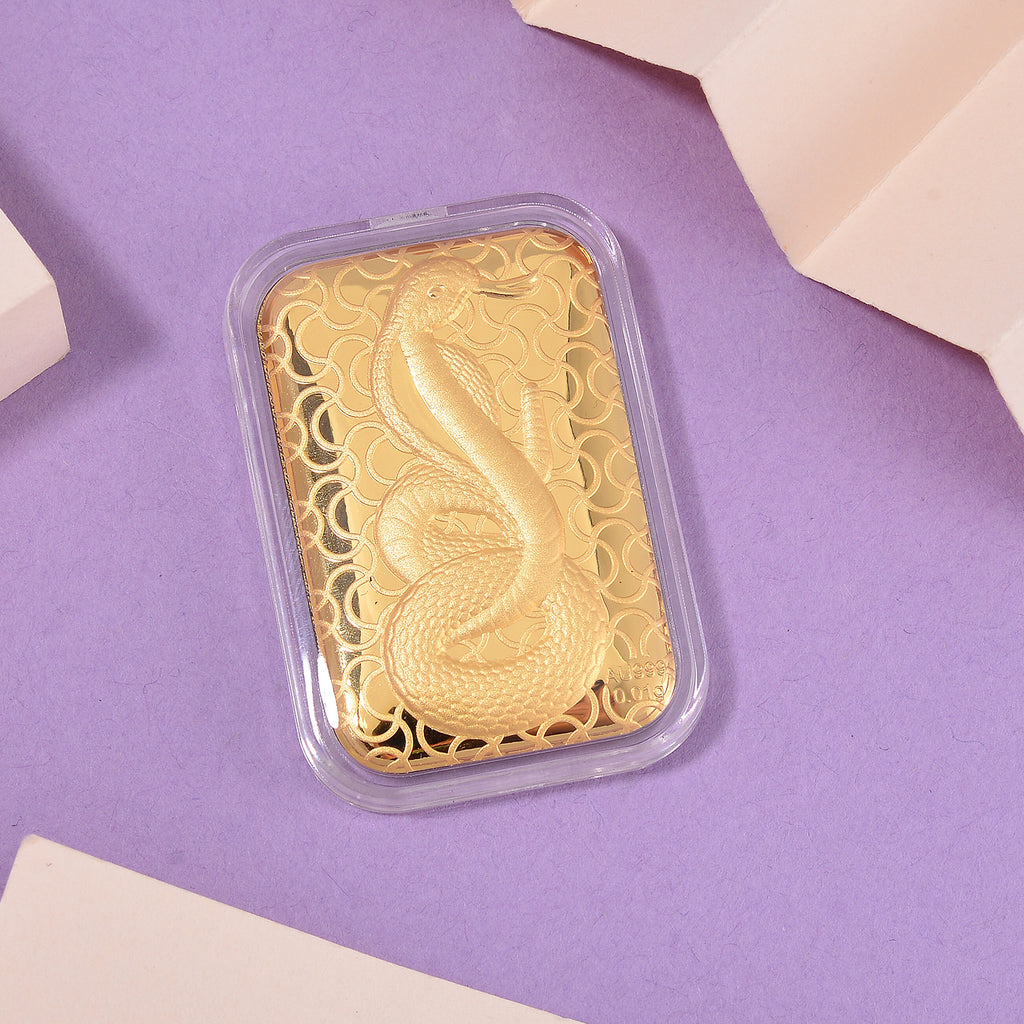 EXKLUSIVES GESCHENK 999 Gold Schmuckplatte mit Schlange-Motiv