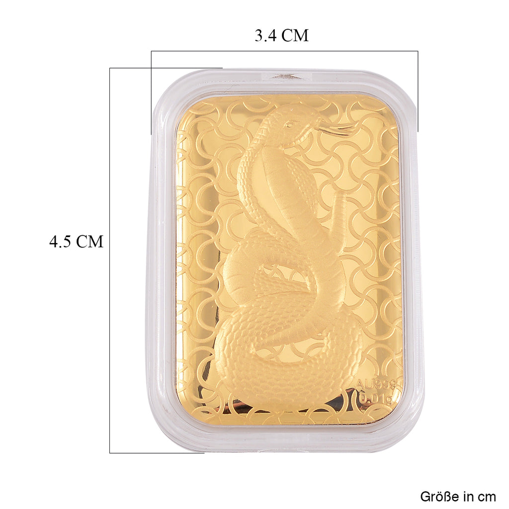 EXKLUSIVES GESCHENK 999 Gold Schmuckplatte mit Schlange-Motiv