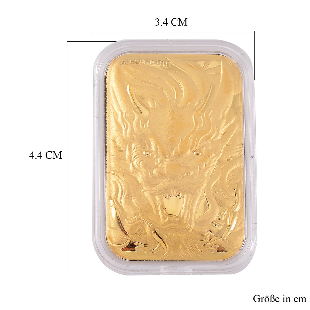 EXKLUSIVES GESCHENK 999 Gold Schmuckplatte mit Drachen-Motiv 10mg