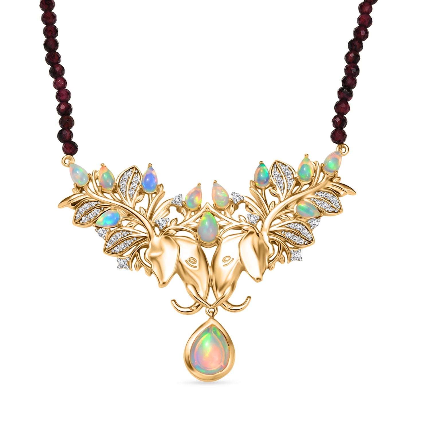 AA Natürlicher, äthiopischer Welo Opal Halskette ca. 45 cm 925 Silber 750 Gelbgold Vermeil ca. 39,24 ct