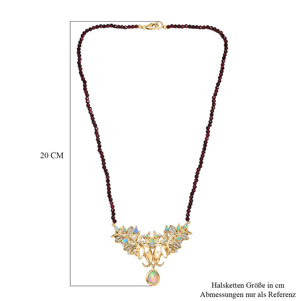 AA Natürlicher, äthiopischer Welo Opal Halskette ca. 45 cm 925 Silber 750 Gelbgold Vermeil ca. 32,41 ct.