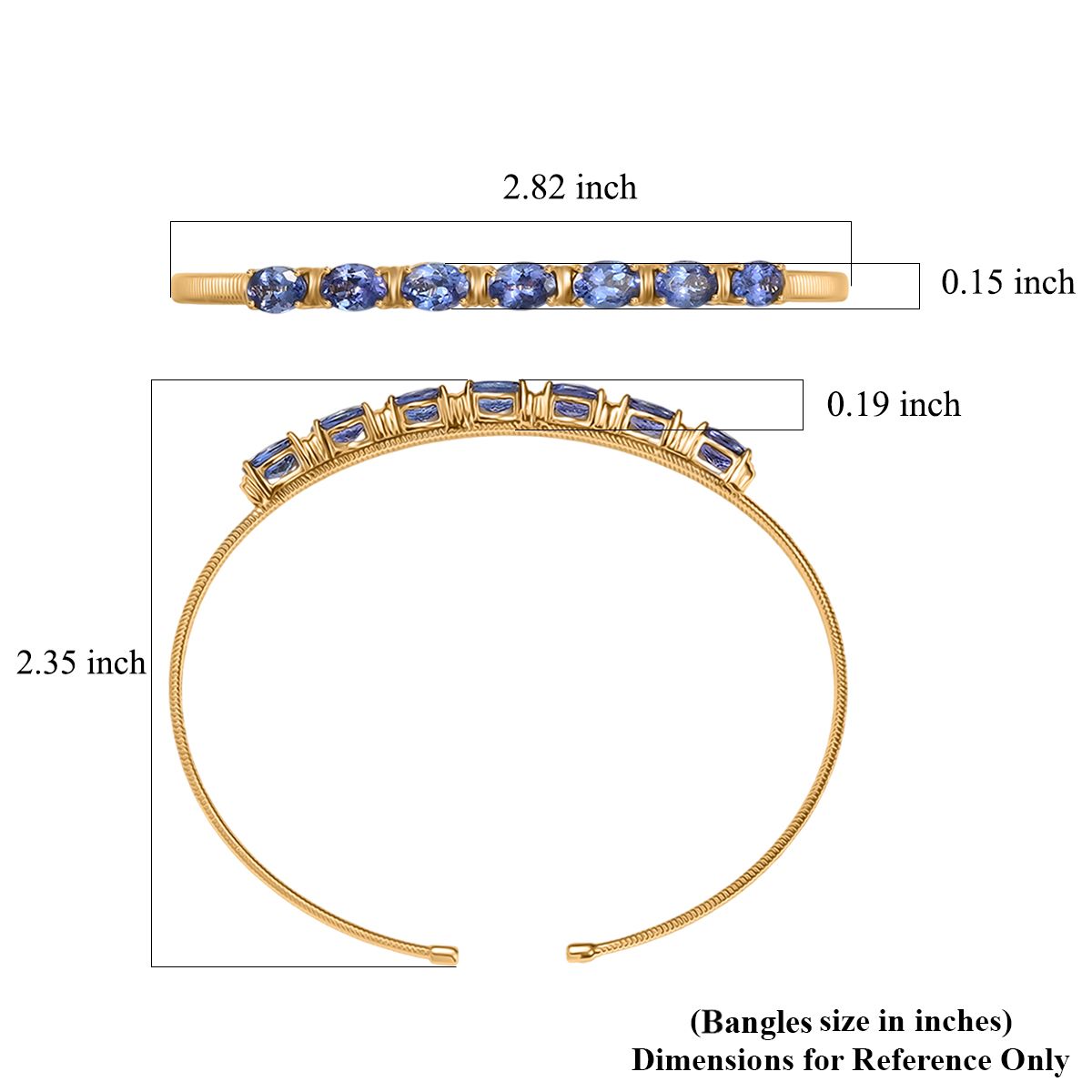 AAA Tansanit Armreif ca. 19 cm 375 Gold ca. 4,56 ct.