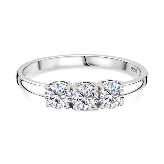 Moissanit Ring 925 Silber platiniert (Größe 23.00) ca. 0.68 ct