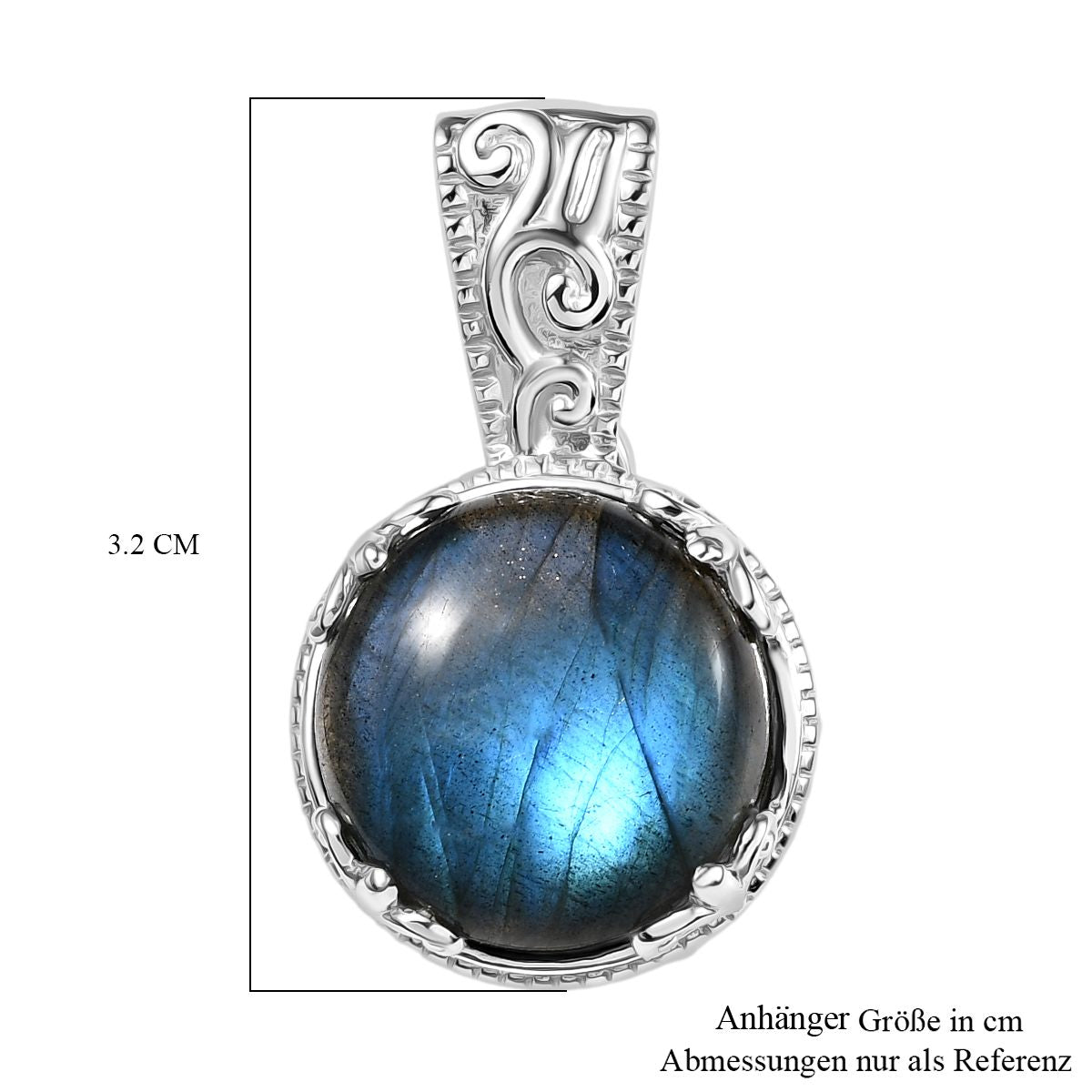 AAA Labradorit Anhänger 925 Silber rhodiniert ca. 10,96 ct.