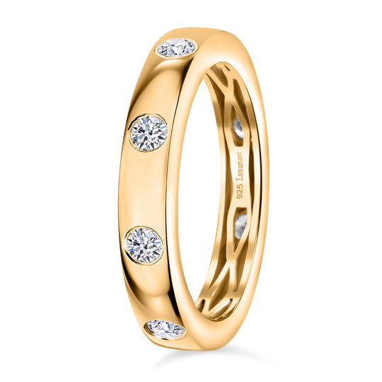 LUXURIANT DIAMOND - Lab Grown Diamant VS-EF Ring 925 Silber 750 Gelbgold Vermeil (Größe 18.00) ca. 0.50 ct