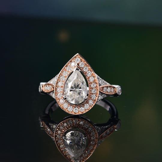 Moissanit Ring 925 Silber, bicolor, (Größe 20.00) ca. 1.75 ct