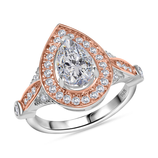 Moissanit Ring 925 Silber, bicolor, (Größe 20.00) ca. 1.75 ct