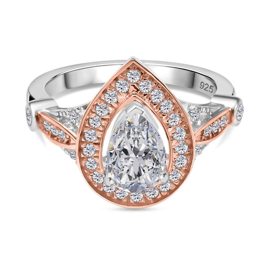 Moissanit Ring 925 Silber, bicolor, (Größe 20.00) ca. 1.75 ct