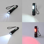 Wiederaufladbare LED-Taschenlampe mit 6 Lichtmodi und verstellbarem Kopf, 1200 mAh Akku, Aluminiumgehäuse, 35x138 mm, Schwarz