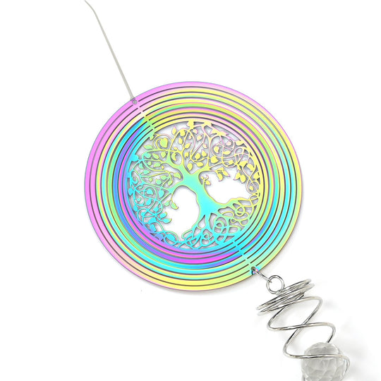 Sonnenfänger und Windrad, mehrfarbiger Kristall, 33cm, Mandala