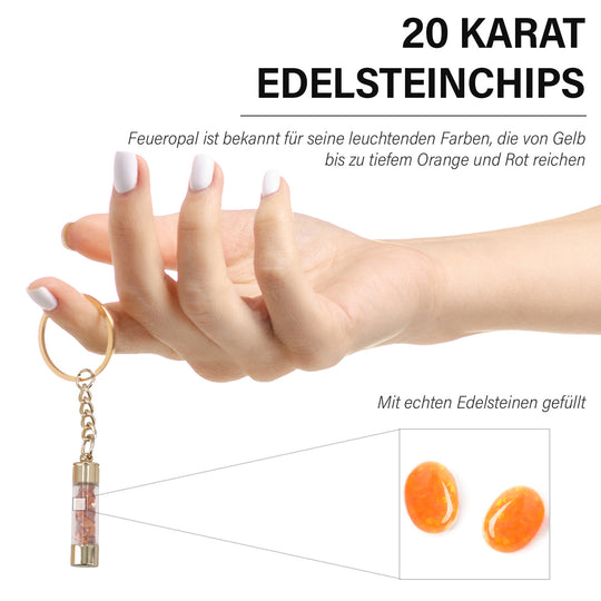 Smaragd-Kugelschreiber mit echten Edelsteinchips, inkl. Ersatzmine und Schlüsselanhänger, 14 cm, Grün