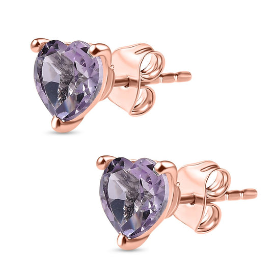 Rosa Amethyst Ohrringe 925 Silber 750 Gelb Vergoldet ca. 2.18 ct