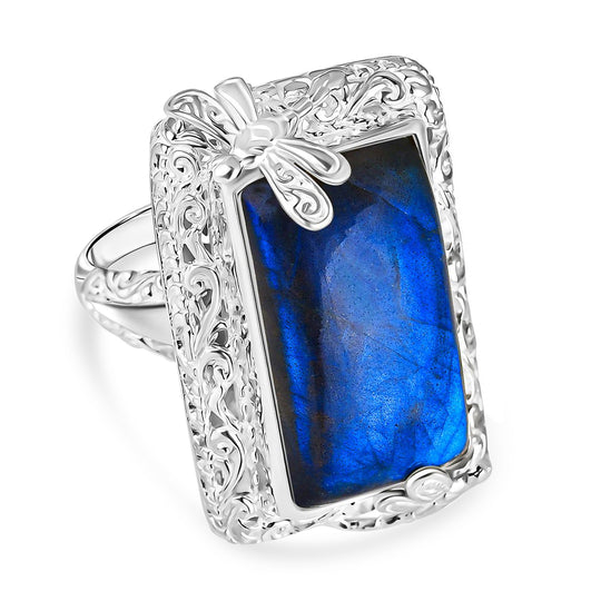 Royal Bali - Labradorit Ring 925 Silber (Größe 17.00) ca. 30.16 ct