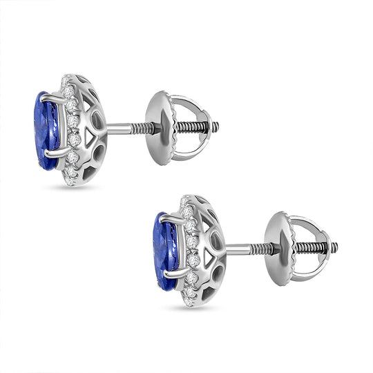 Rhapsody AAAA Tansanit, Weißer Diamant AGI zertifiziert Ohrringe 950 Platin ca. 1.92 ct