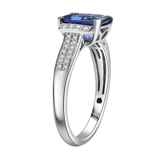 Rhapsody AAAA Tansanit, Weißer Diamant Ring 950 Platin (Größe 17.00) ca. 2,30 ct