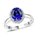 Rhapsody AAAA Tansanit, Weißer Diamant AGI zertifiziert Ring 950 Platin (Größe 19.00) ca. 3.22 ct