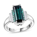 AAAA Indicolite, Weißer Diamant Ring 950 Platin (Größe 19.00) ca. 3,93 ct