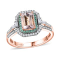 AAA Rosa Morganit, Weißer Diamant Ring 585 Gold (Größe 18.00) ca. 1.25 ct