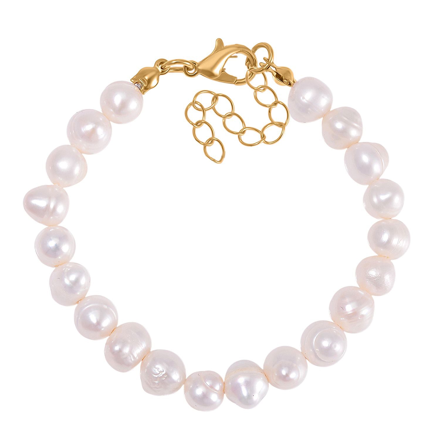 Weiße Süßwasser Perle (7-8 mm) Armband ca. 16.50 cm + 6.35 cm Extender
