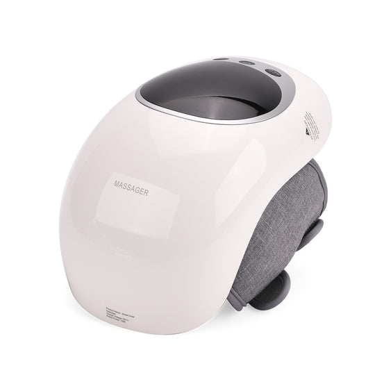 Elektrisches Knie-Massagegerät mit Heißkompressen - 3 Vibrationsmodi, 3 Heizstufen, 25 x 15  x 14 cm, Weiß