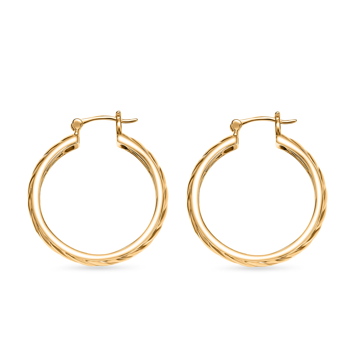 Creolen mit Seilstruktur, Reine Bronze 750 Gelb Vergoldet, 8,00g