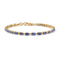 Tansanit 19cm Armband, 925 Silber 750 Gelbgold Vermeil - 5,36 ct.