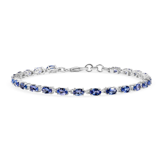 Tansanit Armband ca. 19 cm 925 Silber rhodiniert ca. 5.36 ct