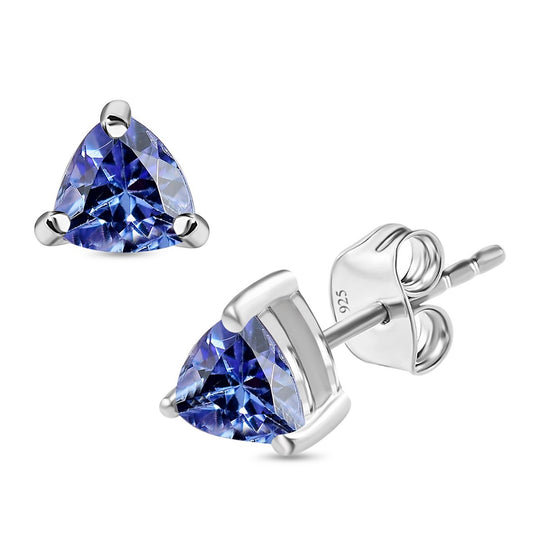 Tansanit Ohrringe 925 Silber rhodiniert ca. 0.75 ct