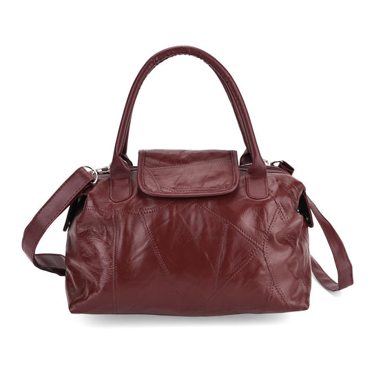 Patchwork-Reisetasche aus weichem Schafleder, mit Tragegriffen und abnehmbarem Schulterriemen, 29x1 5x21cm, Schwarz