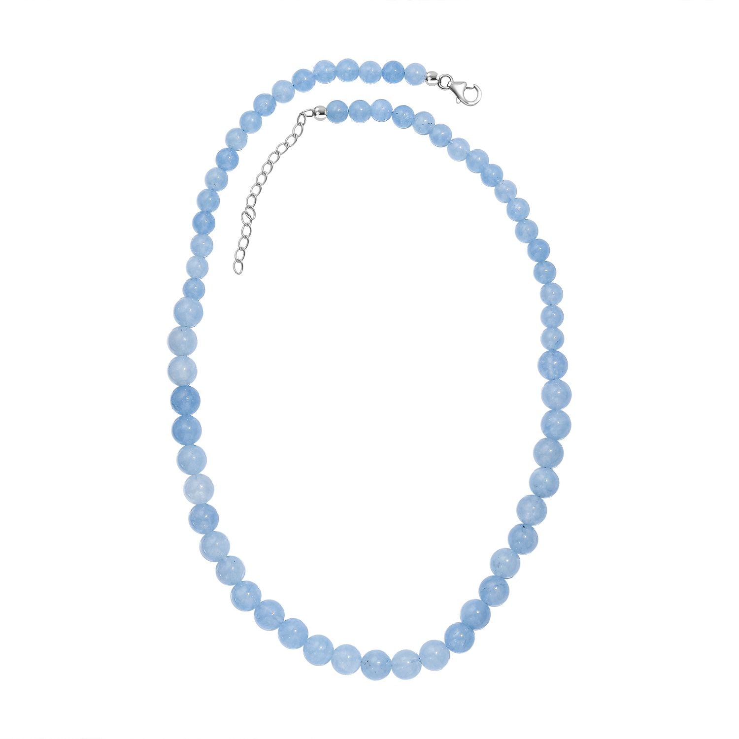 Aquamarin Halskette ca. 45 cm+ 5 cm Extender, 925 Silber rhodiniert ca. 170,00 ct.
