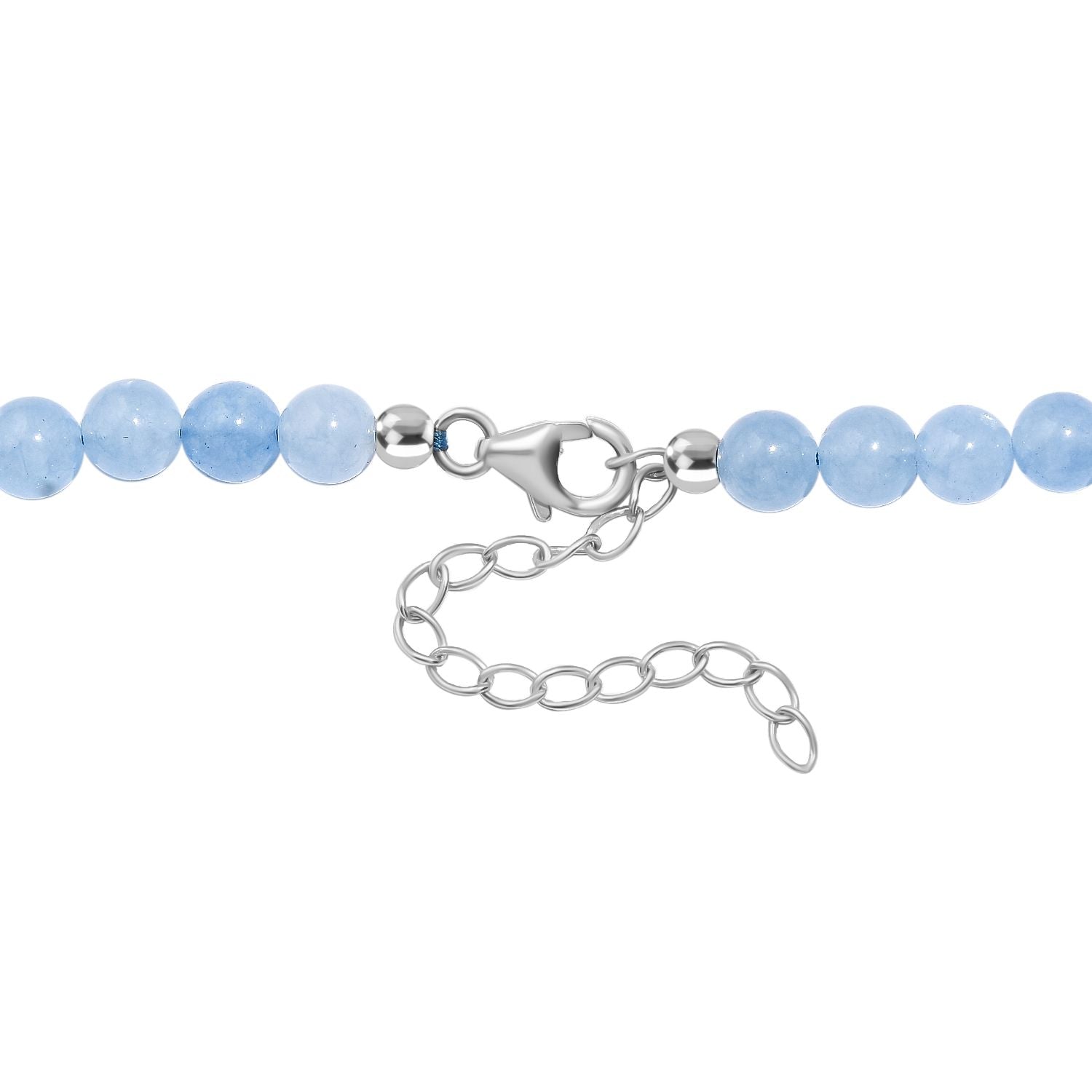Aquamarin Halskette ca. 45 cm+ 5 cm Extender, 925 Silber rhodiniert ca. 170,00 ct.