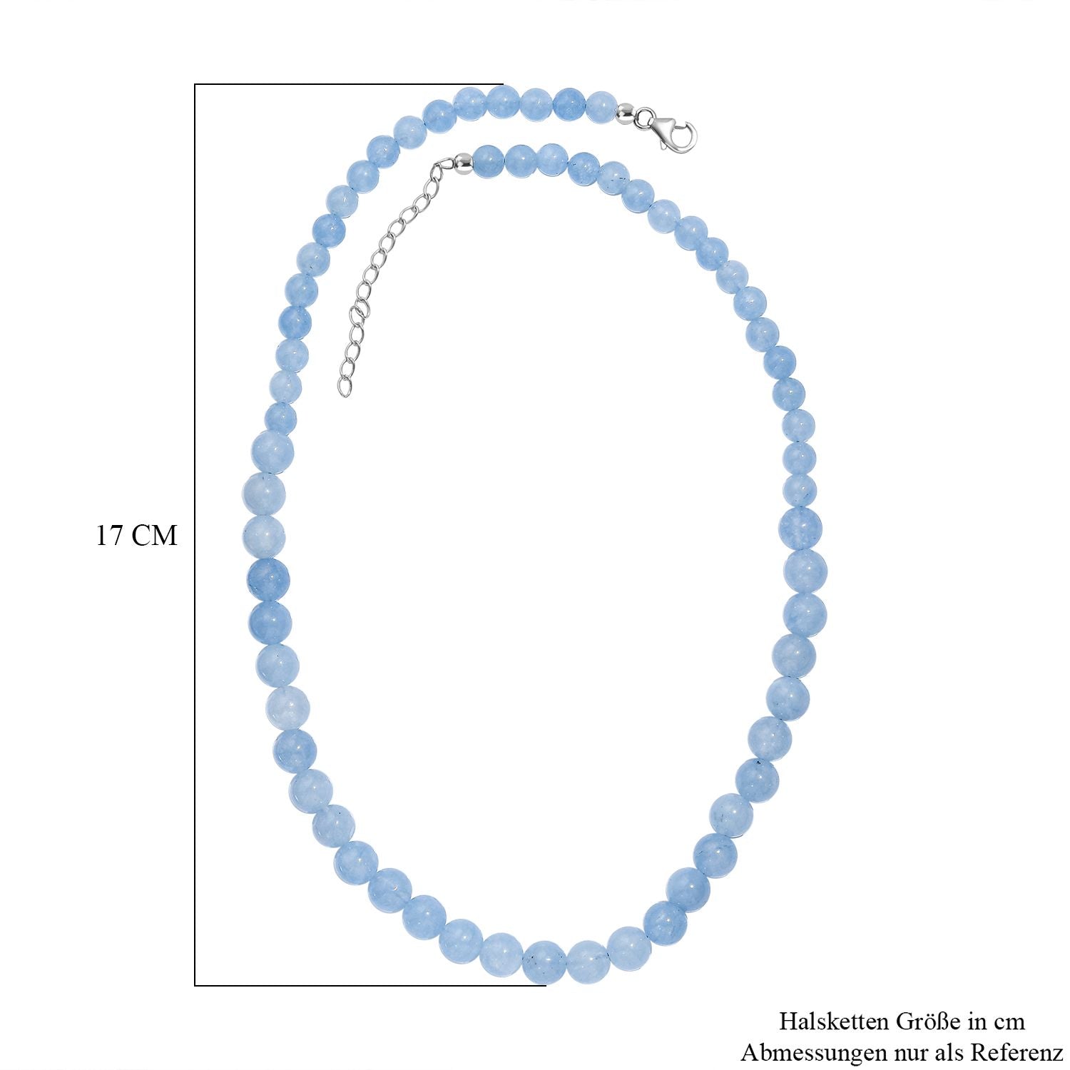 Aquamarin Halskette ca. 45 cm+ 5 cm Extender, 925 Silber rhodiniert ca. 170,00 ct.