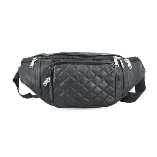Gürteltasche aus 100 % Echtleder mit Stepp-Design, verstellbarer Riemen, Braun