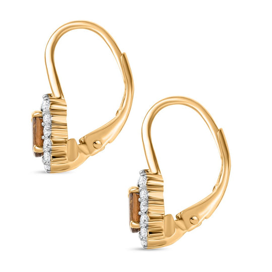 AA Natürlicher goldener Tansanit, Moissanit Ohrringe 925 Silber 750 Gelbgold Vermeil ca. 0.84 ct