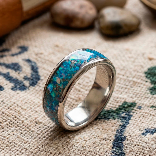 Himmelblaue Muschel Ring Reines Wolframcarbid (Größe 18.00)