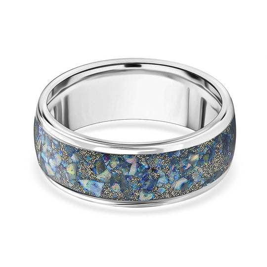 Himmelblaue Muschel Ring Reines Wolframcarbid (Größe 18.00)