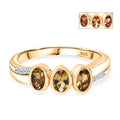 AA Natürlicher goldener Tansanit, Weißer Zirkon Ring 925 Silber 750 Gelbgold Vermeil (Größe 18.00) ca. 0,78 ct