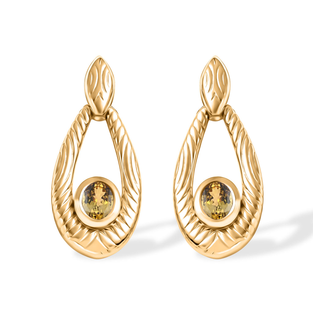 AA Natürlicher goldener Tansanit Ohrringe 925 Silber 750 Gelb Vergoldet ca. 0.40 ct