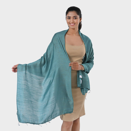 Modische Schal aus 40% Seide und 60% Leinen, 70 x 200 cm, Kupfer