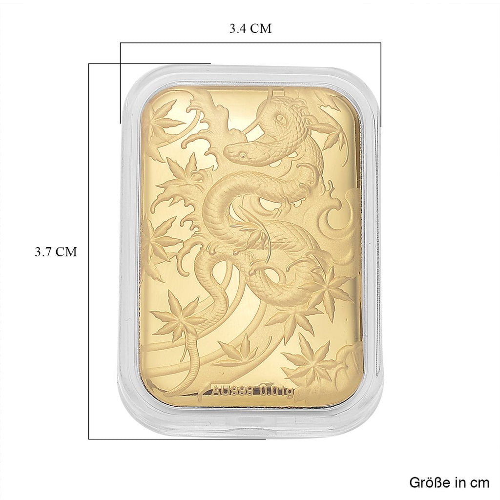 EXKLUSIVES GESCHENK 999 Gold Schmuckplatte mit Schlangen-Motiv