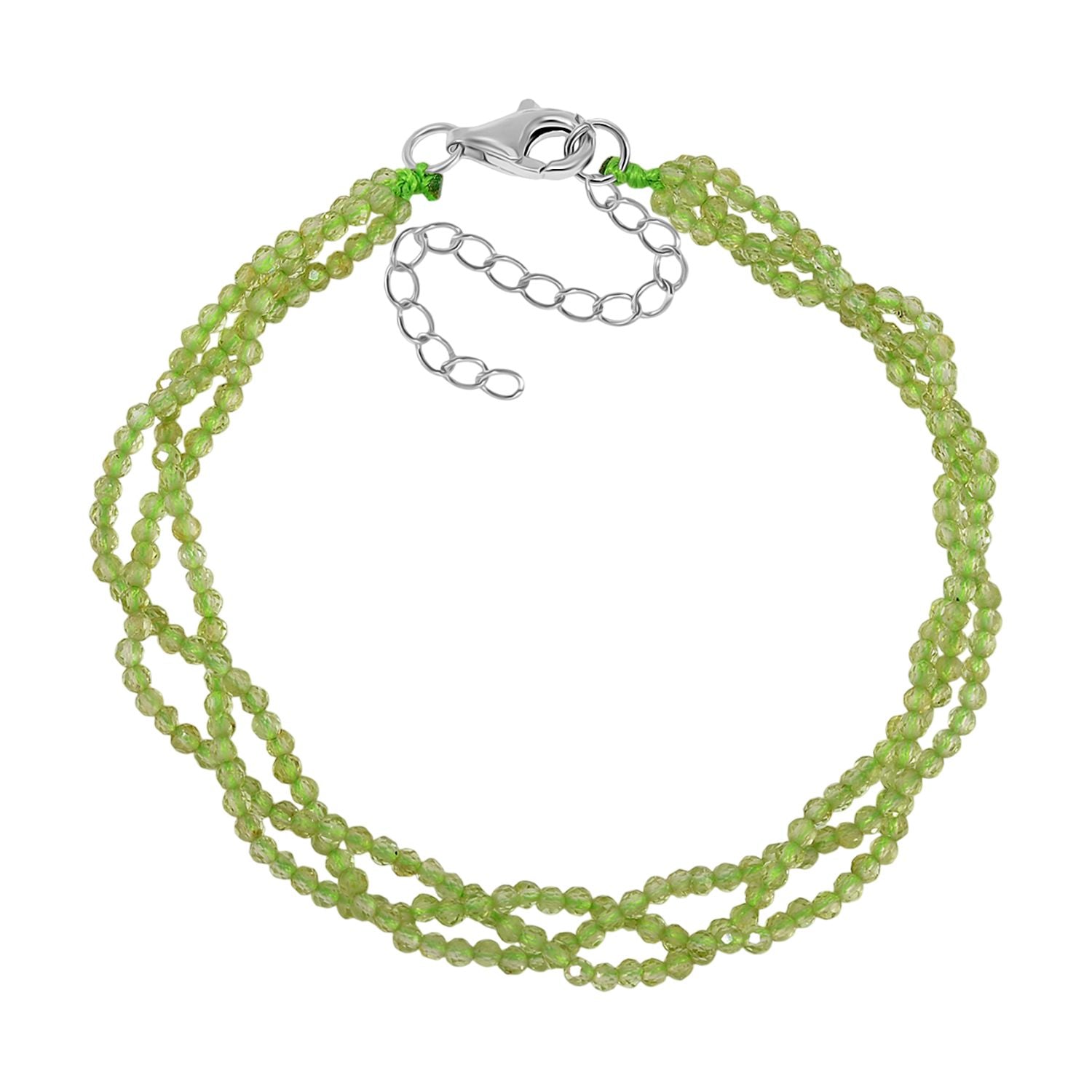 Peridot Armband ca. 18 cm + 5 cm Extender, 925 Silber rhodiniert ca. 17,50 ct.
