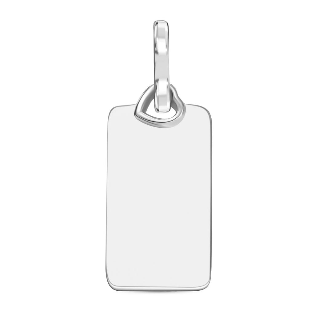 Rechteck-Anhänger mit Herzöse, glänzend poliert, 925 Silber